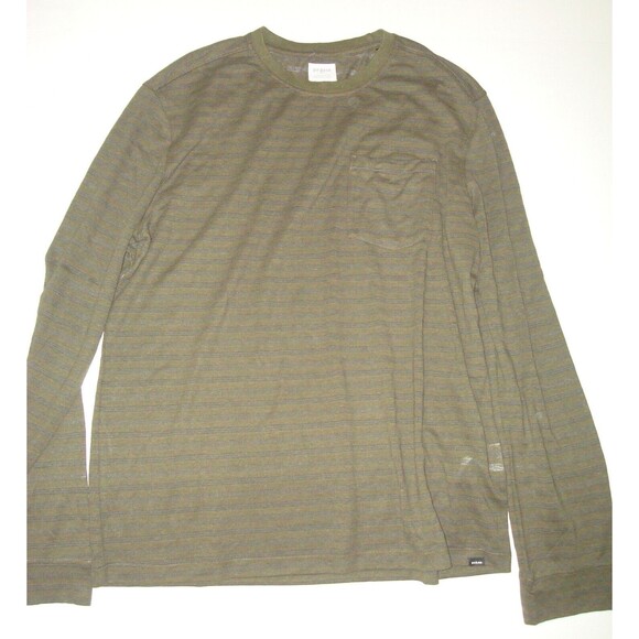 New Mens XL Prana Cardiff LS Pocket T Shirt NWT Green Stripe Casual Active Hemp - Picture 1 of 5